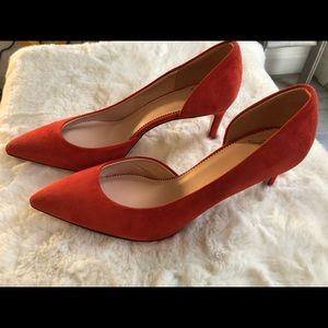 Brand new red suede JCREW heels, size 8